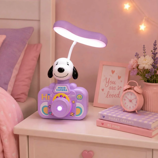 Kids Cartoon Projector LED Table Lamp, 3 Light Modes, Rechargeable - Purple