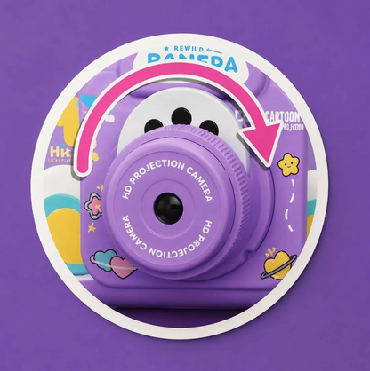 Kids Cartoon Projector LED Table Lamp, 3 Light Modes, Rechargeable - Purple